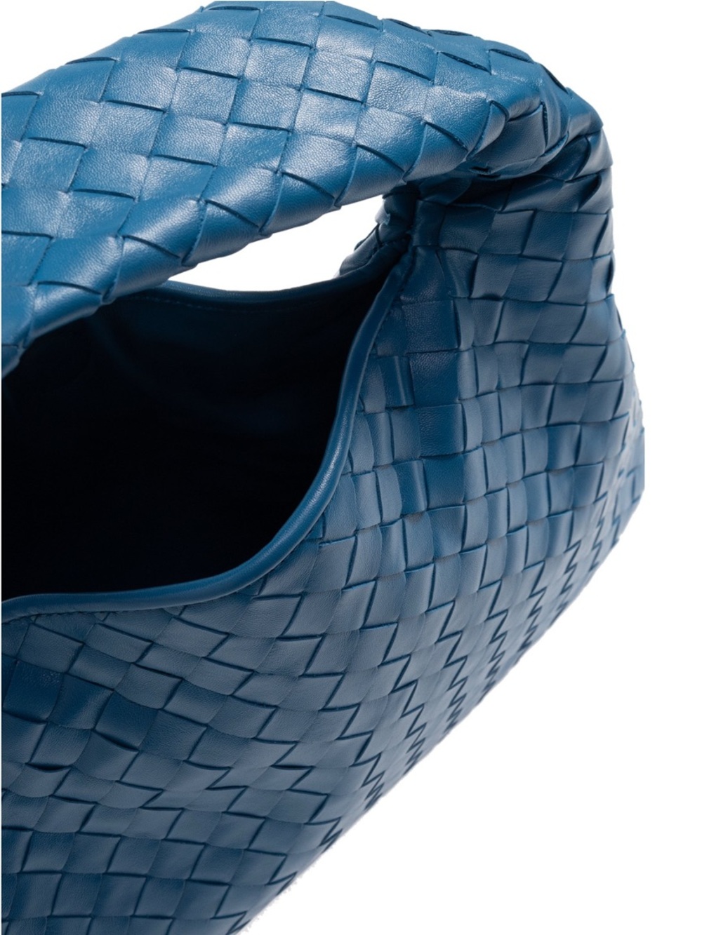NEW Bottega Veneta Small Hop in Deep Pacific Blue Leather Woven Hobo Bag - Picture 10 of 13
